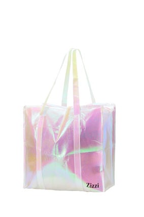 Shoppingbag med lynlås, Pink Metallic, Packshot image number 0