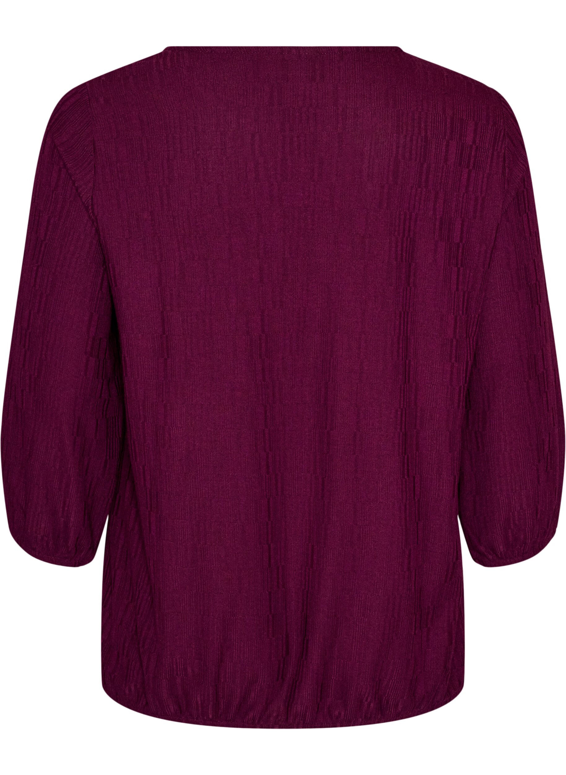 ZizziBluse med struktur og 3/4 &aelig;rmer, Lilla, Packshot image number 1
