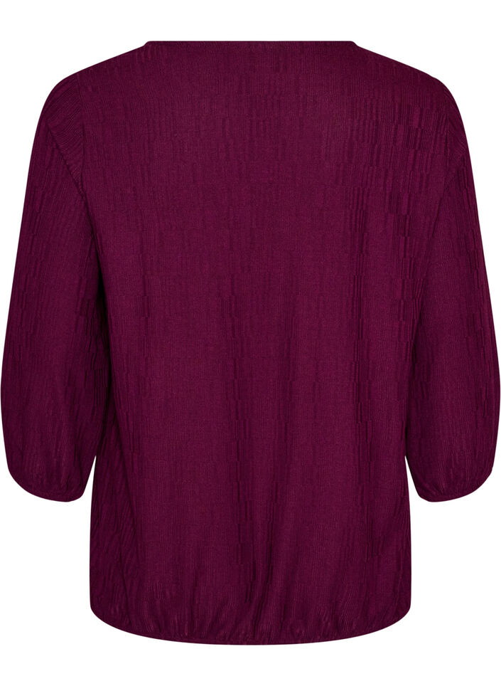 Bluse med struktur og 3/4 &aelig;rmer, Lilla, Packshot image number 1