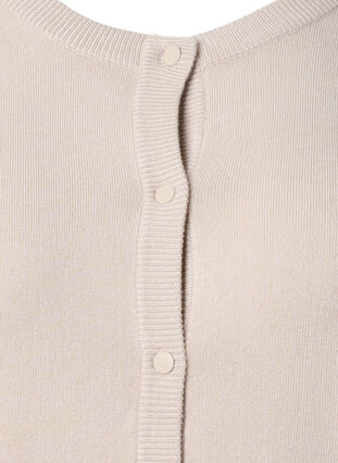 Ribbet cardigan med knaplukning, Pumice Stone, Packshot image number 2