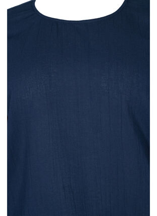 Kortærmet bomuldsbluse med smock, Navy Blazer, Packshot image number 2