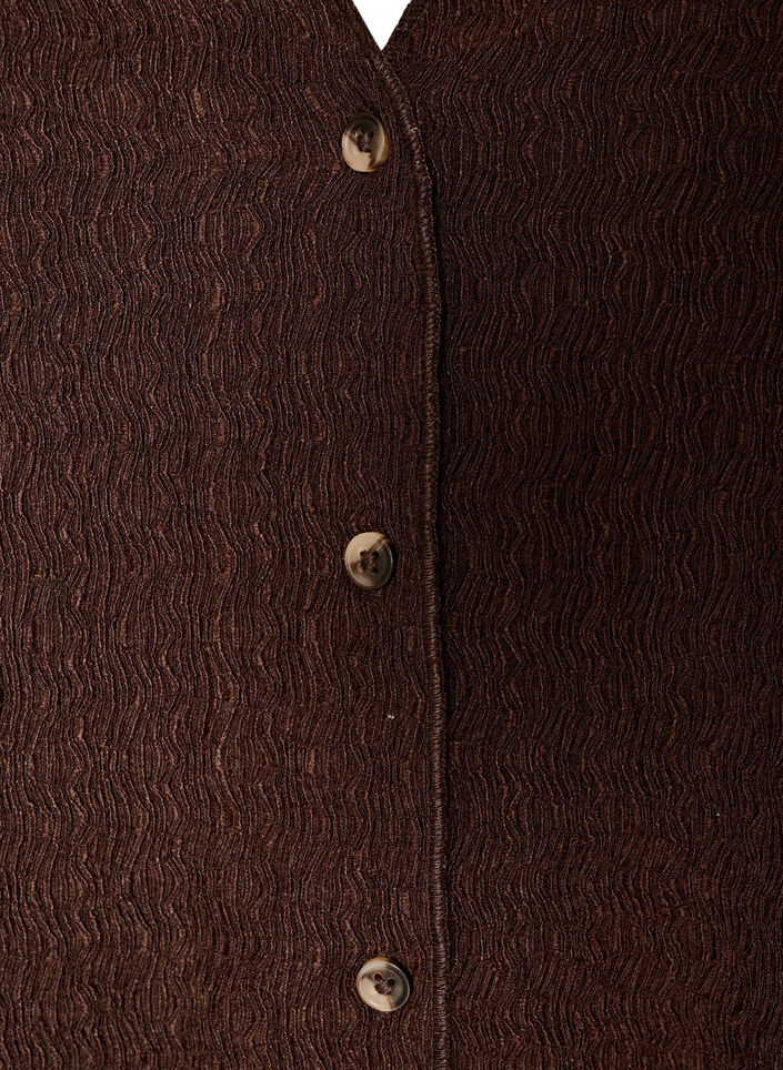 &AElig;rmel&oslash;s top med b&oslash;lget struktur og knaplukning, Brun, Packshot image number 2