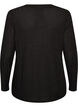 Jerseybluse med ribstruktur og lange &aelig;rmer , Sort, Packshot image number 1