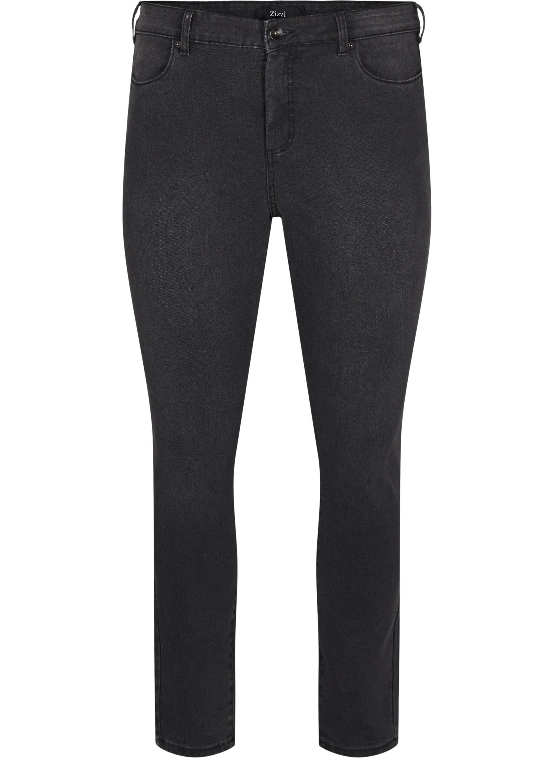Zizzi Amy jeans med h&oslash;j talje og super slim fit, Gr&aring;, Packshot image number 0