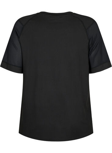 Kortærmet trænings t-shirt med rund hals, Black, Packshot image number 1