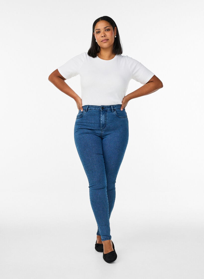 Amy jeans med h&oslash;j talje og super slim fit, Bl&aring;, Model image number 0