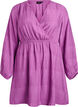 Kort kjole med tekstur og wrap-look, Lilla, Packshot image number 0