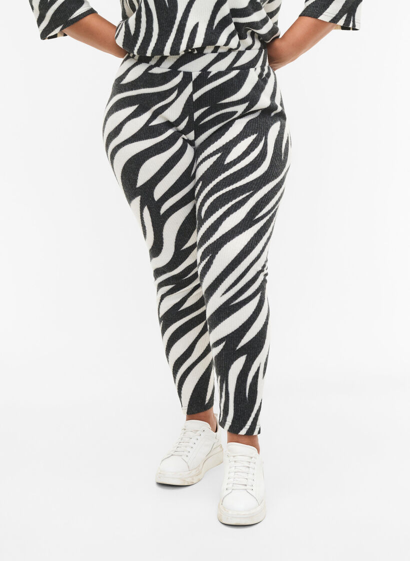 Leggings med zebramønster, White Zebra, Model image number 2