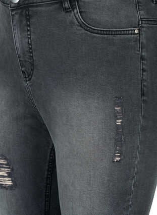 Tætsiddende jeans med sliddetaljer, Grey Denim, Packshot image number 2