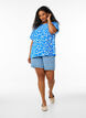 Kortærmet bluse med rund hals, Blå, Model image number 1