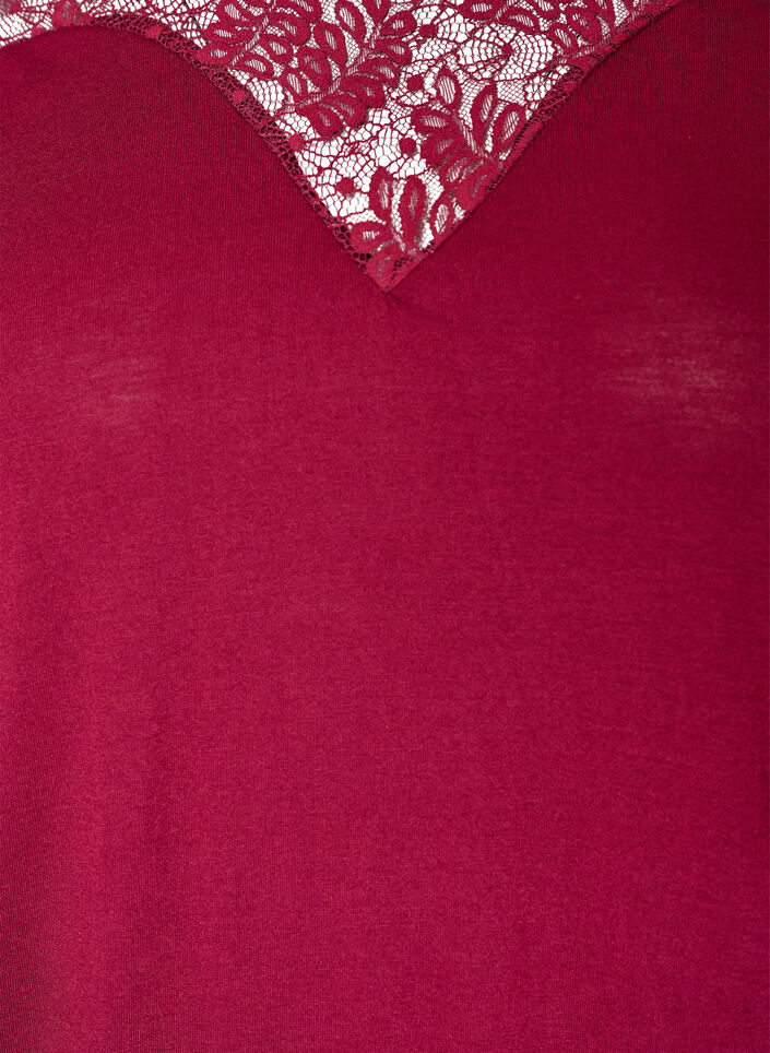 Bluse med blondeindsats og ballon-effekt, R&oslash;d, Packshot image number 2