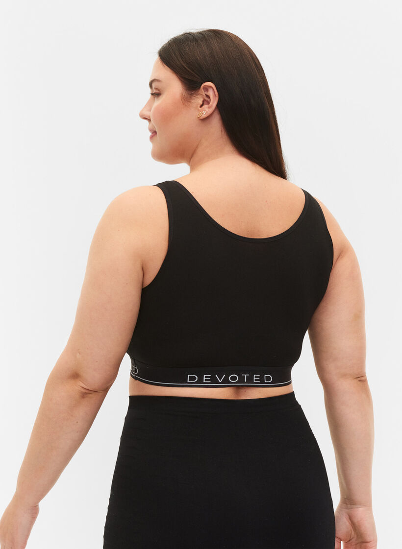 Uvatteret bomulds bh med tekstprint, Black/Upper Font, Model image number 1