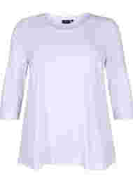 Basis bomulds t-shirt med 3/4 ærmer, Bright White, Packshot