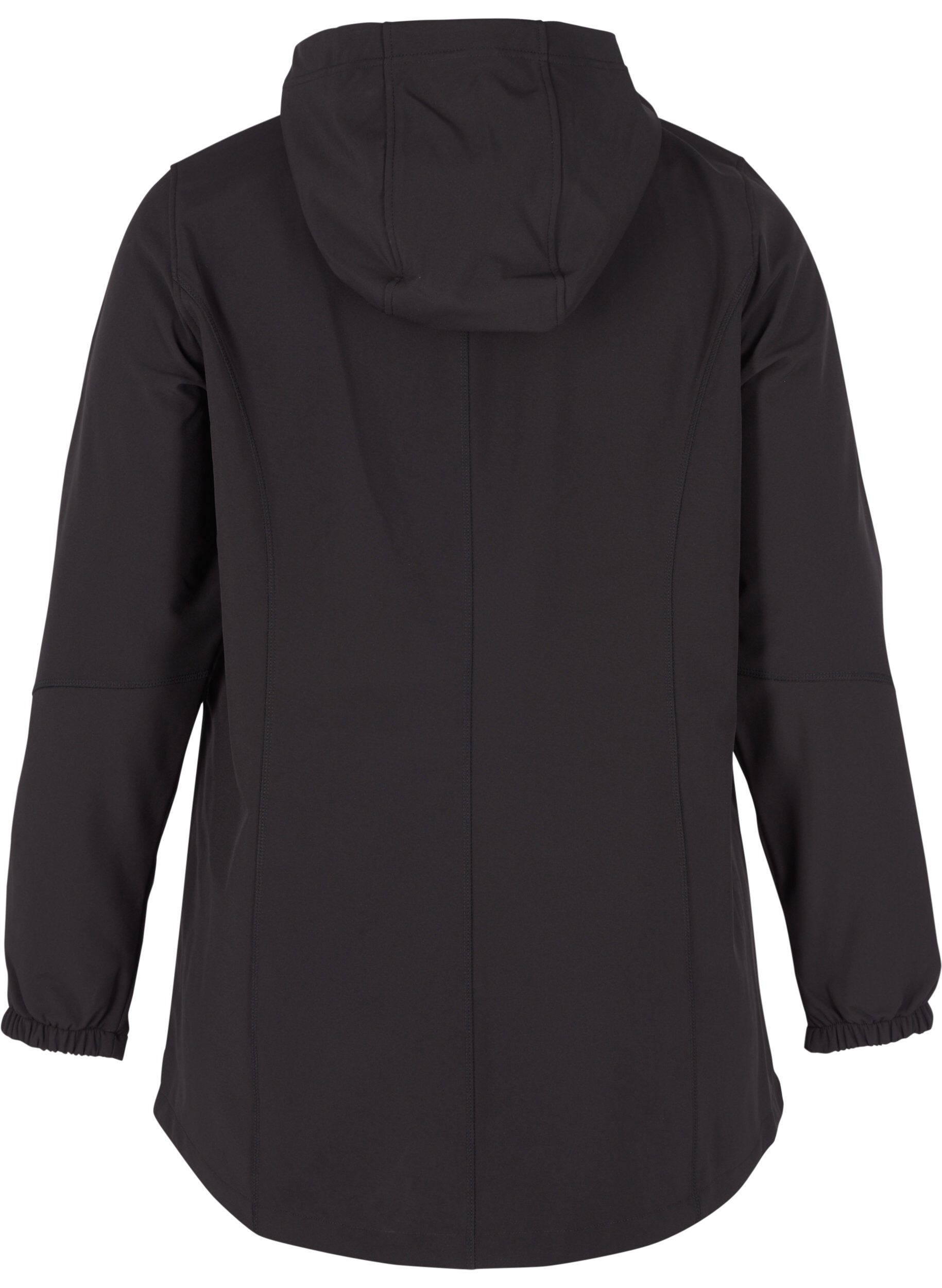 Zizzi Kort softshell jakke med h&aelig;tte, Black, Packshot image number 1