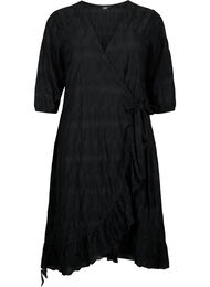 FLASH - Wrap kjole med 3/4 ærmer, Black