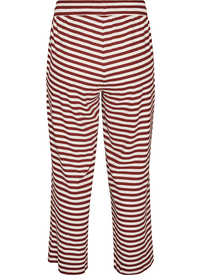 Stribede natbukser med h&oslash;j talje og brede ben, R&oslash;d, Packshot image number 1