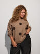 Strikbluse med prikket m&oslash;nster, Brun, Model image number 0
