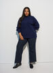 Ribstrikket sweater med ballon&aelig;rmer og knapper, Bl&aring;, Model image number 1