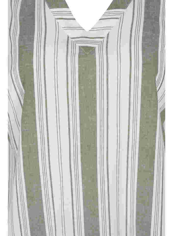 Stribet bomuldskjole med korte ærmer, Thyme Stripe, Packshot image number 2