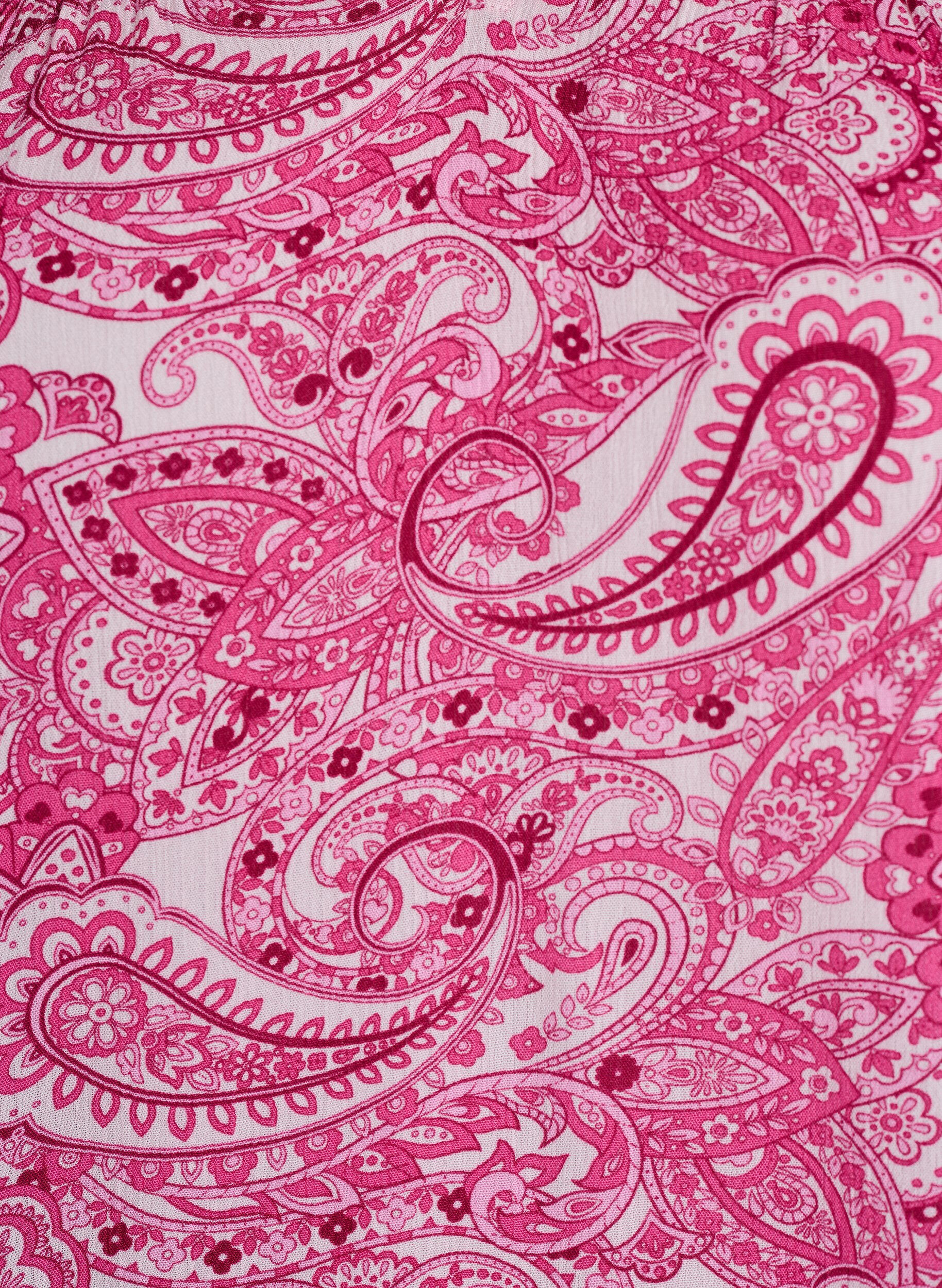 Zizzi Viskosebluse med m&oslash;nster og fl&aelig;sedetaljer, Lyser&oslash;d, Packshot image number 2