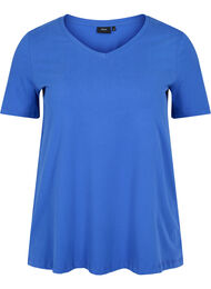 Basis t-shirt med v-hals, Dazzling Blue