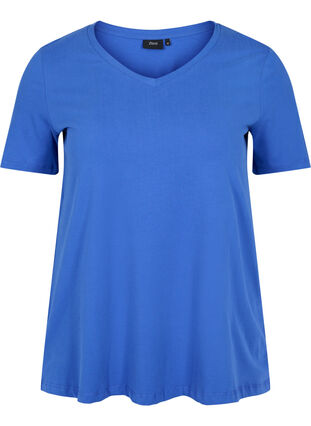 Basis t-shirt med v-hals, Dazzling Blue, Packshot image number 0