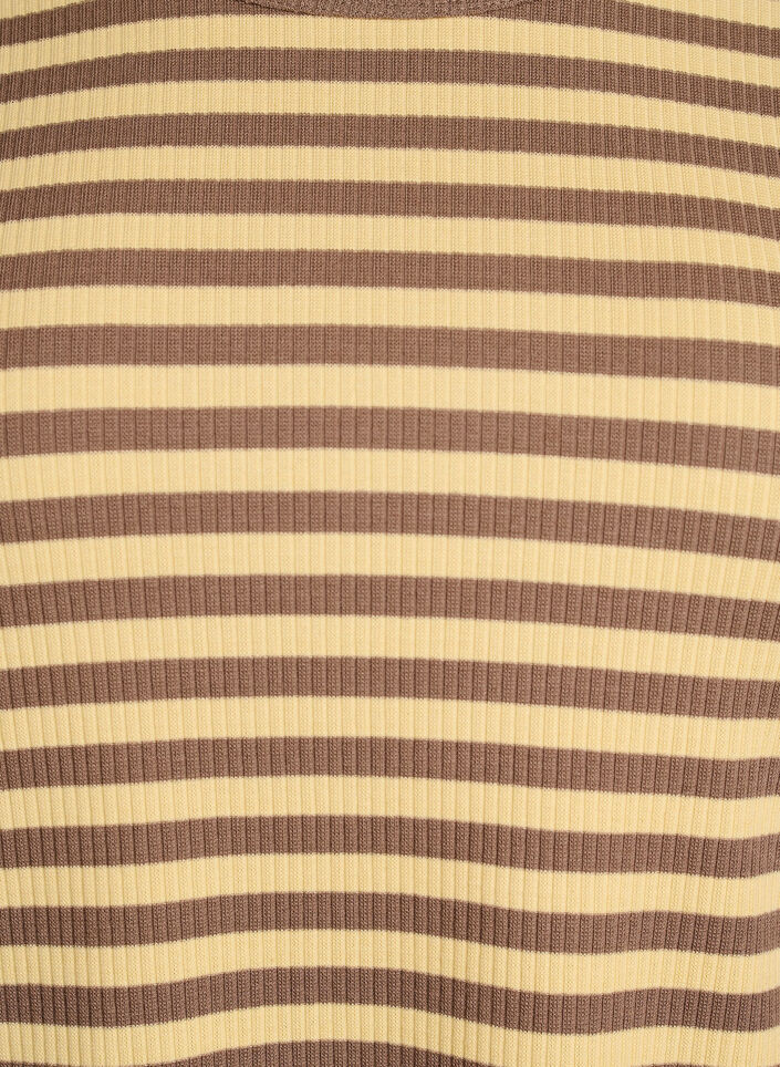 Stribet bluse med lange &aelig;rmer, Brun, Packshot
