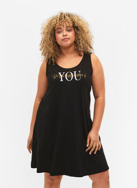 Ærmeløs bomulds kjole med a-shape, Black W. YOU, Model