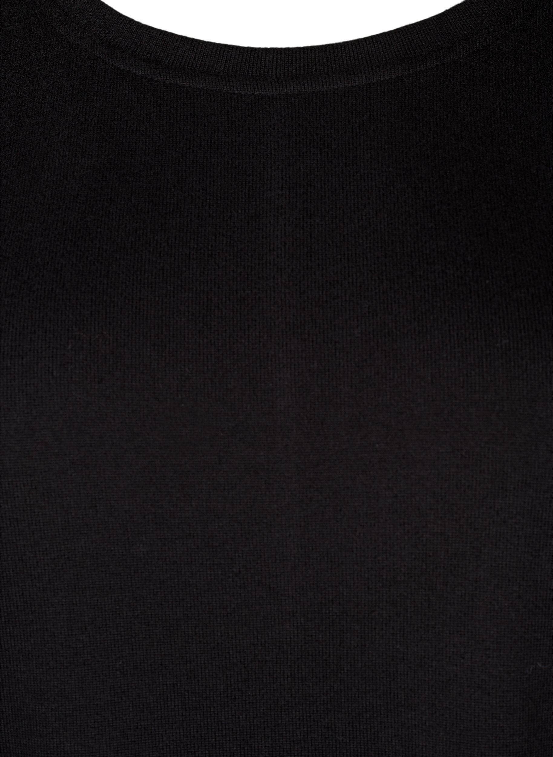 Zizzi Ensfarvet bluse med perler , Black, Packshot image number 2