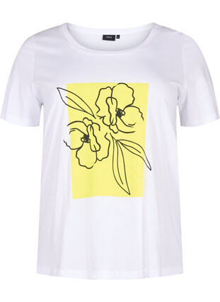 Bomulds t-shirt med motiv, B. White w. Sulphur, Packshot image number 0