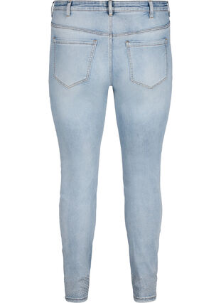 Amy jeans med høj talje og dekorative sten , Light blue, Packshot image number 1