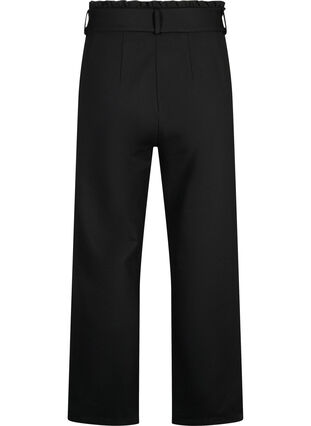 Højtaljede bukser med flæser og bindebånd, Black, Packshot image number 1