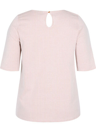 Stribet bluse med 3/4 ærmer, Pecan Brown Stripe, Packshot image number 1