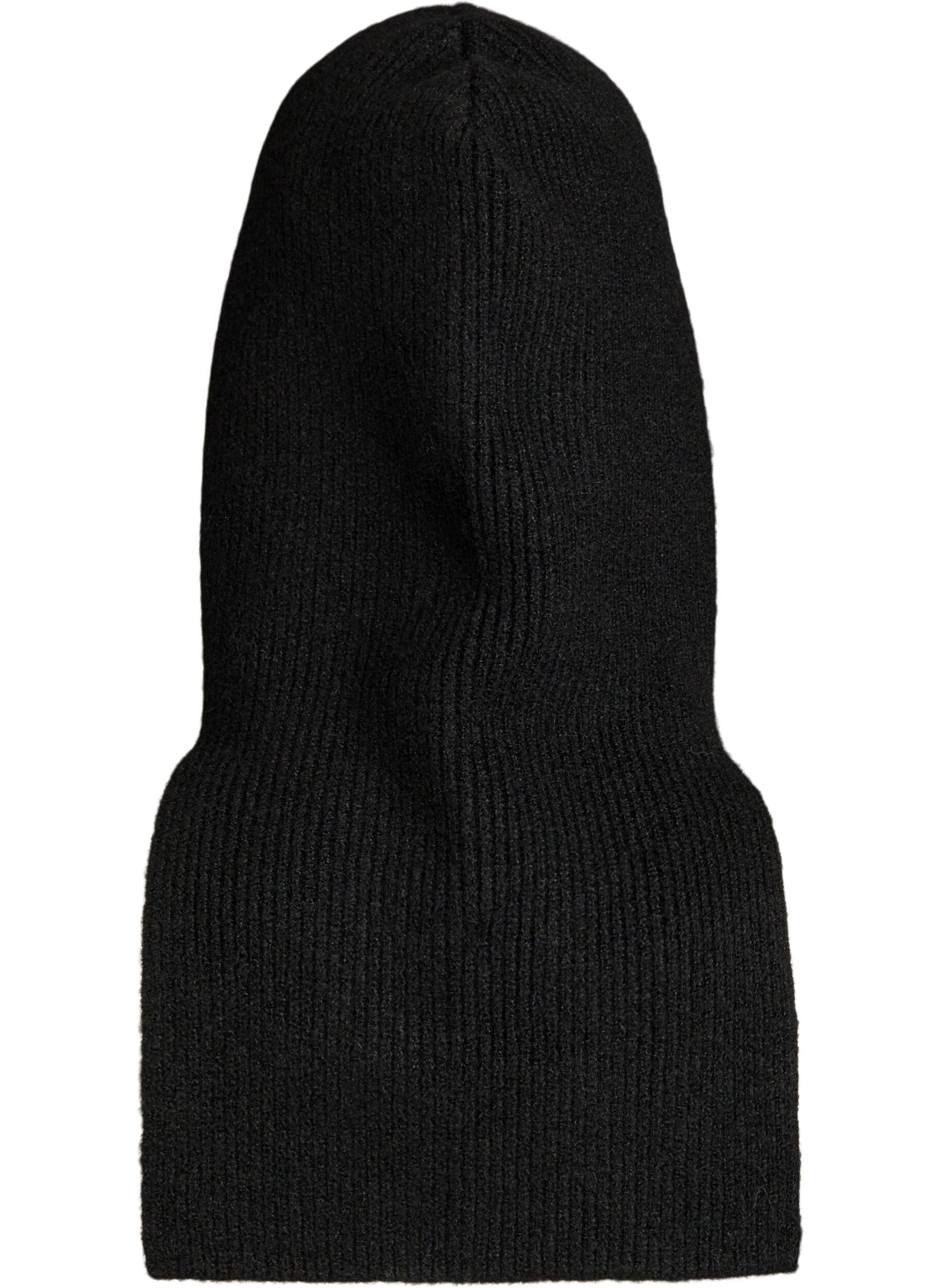 Zizzi Ribstrikket balaclava med lynl&aring;s, Sort, Packshot image number 1