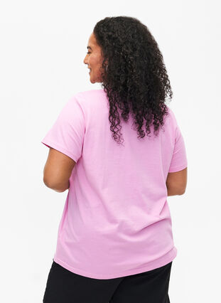 Bomulds t-shirt med tekstprint, Rosebloom w. Flower, Model image number 1