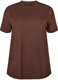 Basis t-shirt i bomuld med rund hals , Brun
