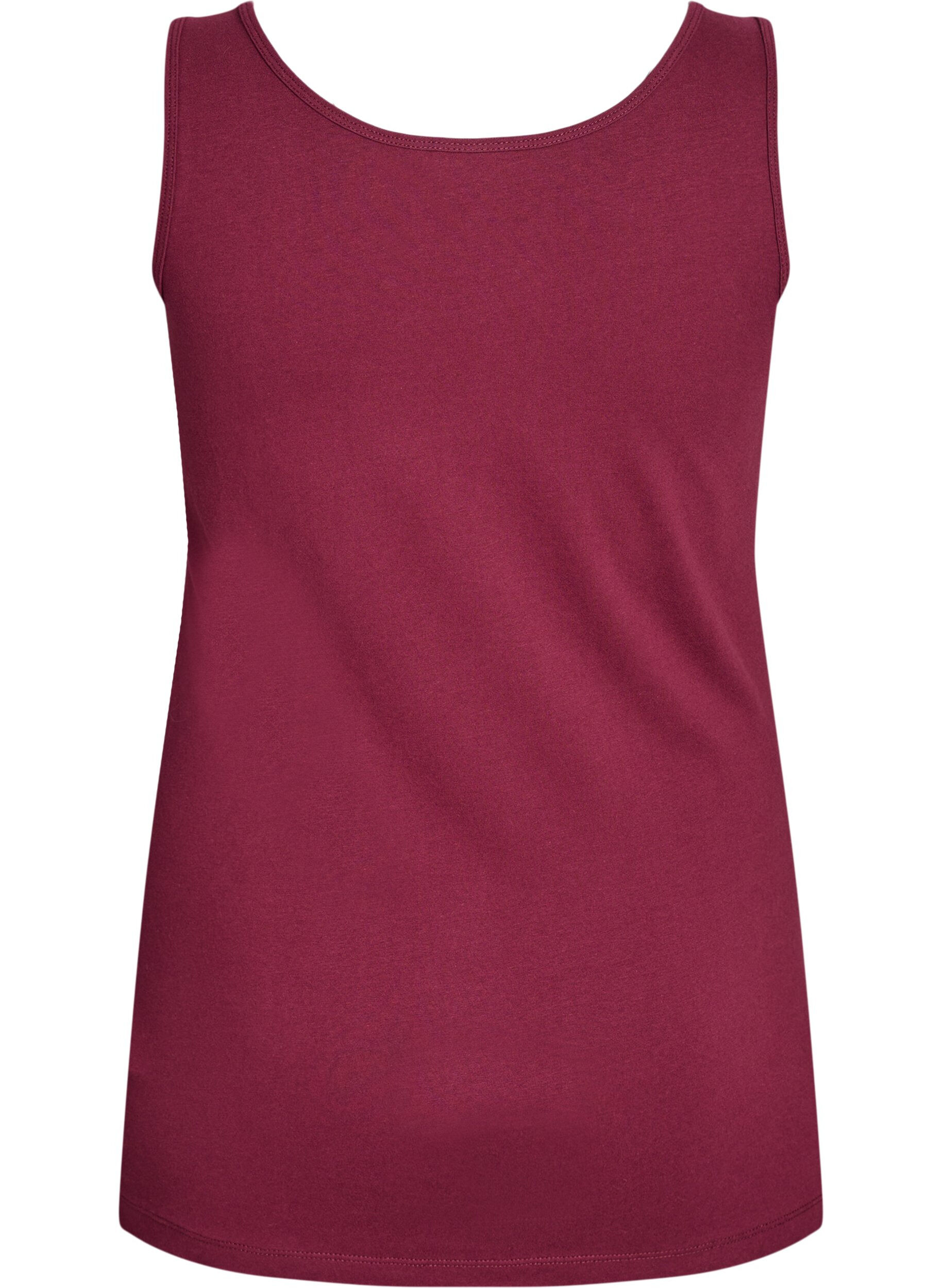ZizziEnsfarvet basis top i bomuld, M&oslash;rk Bordeaux, Packshot image number 1