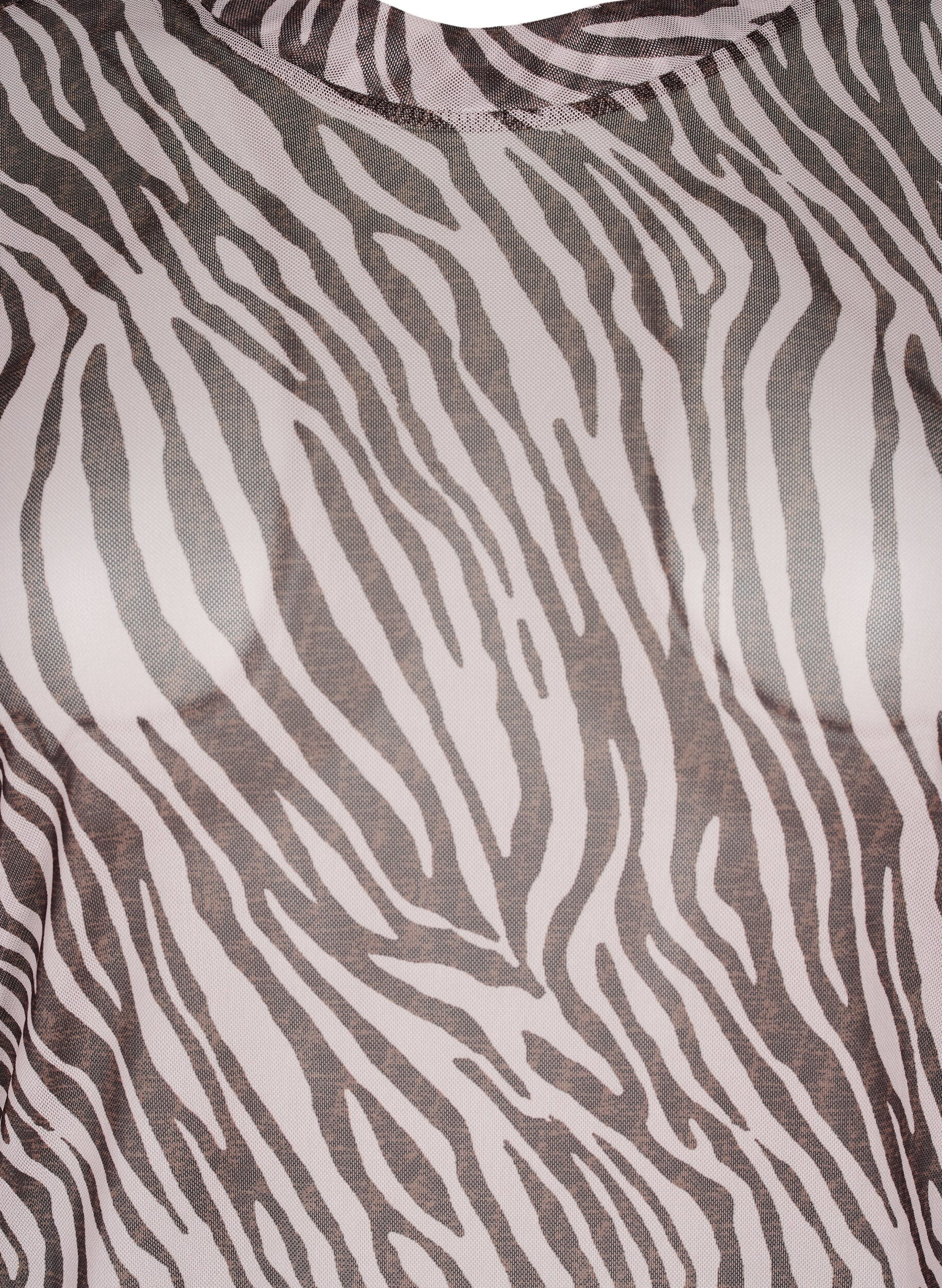 ZizziMesh bluse med zebram&oslash;nster, Sort, Packshot image number 2