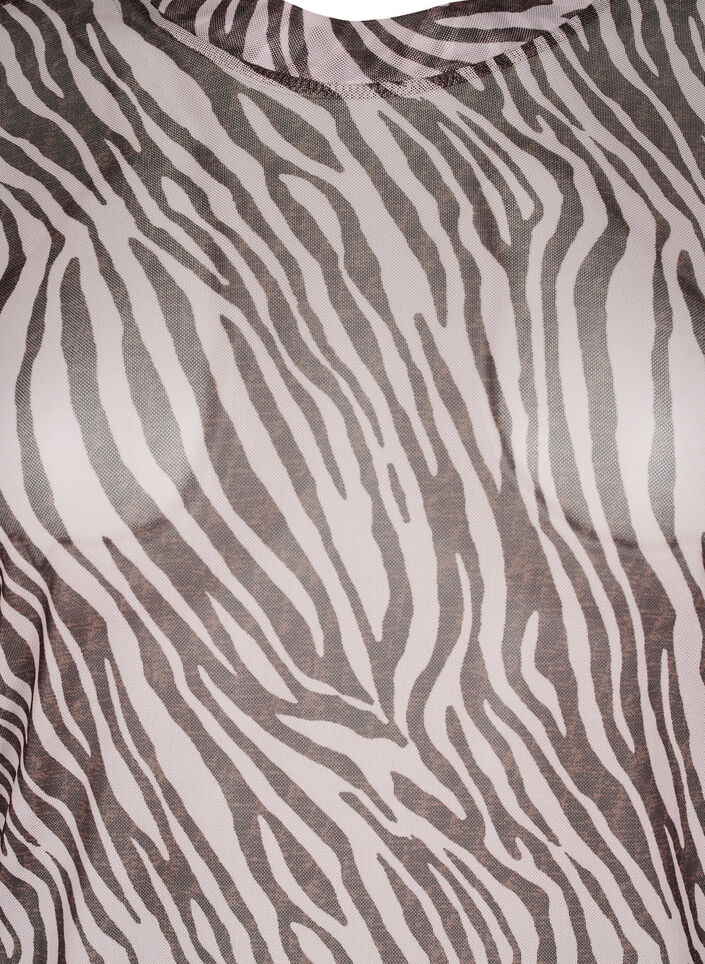 Mesh bluse med zebram&oslash;nster, Sort, Packshot image number 2