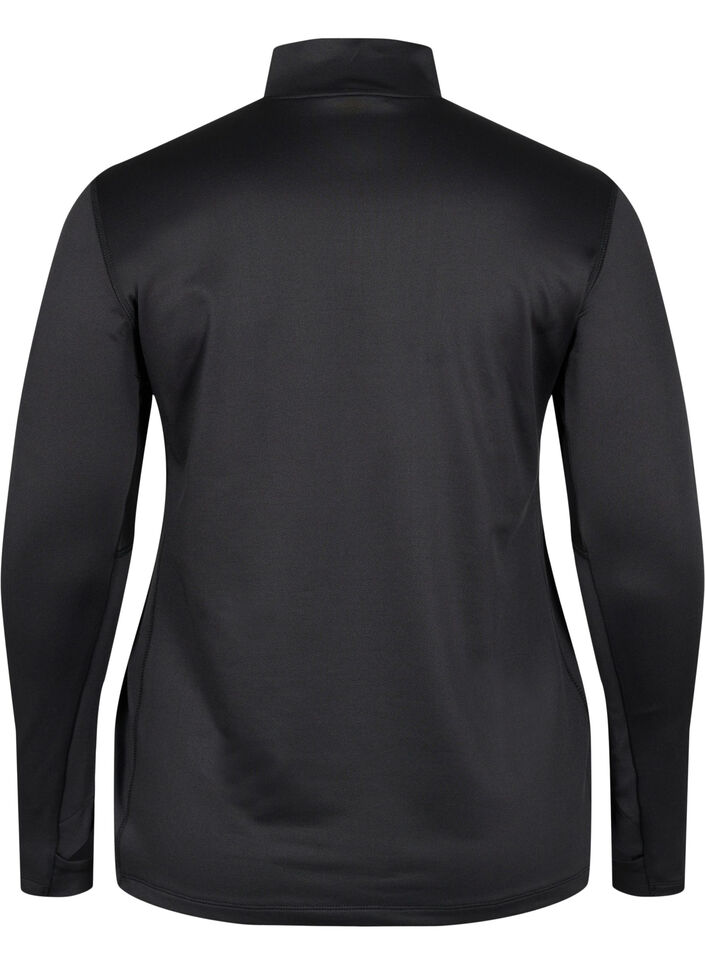 Højhalset træningsbluse med lynlås, Black, Packshot image number 1