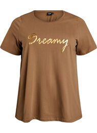 T-shirt med motiv , Brun