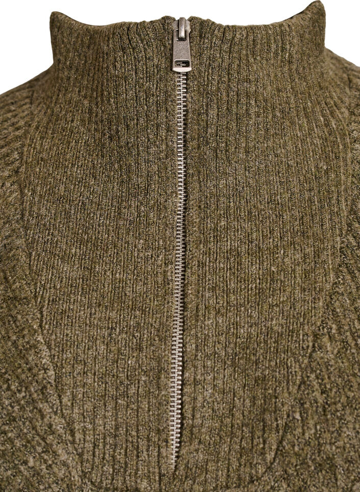 Knælang strikkjole med høj hals, Grøn, Packshot image number 2