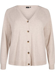 Strikcardigan i merinould, Pumice Stone Mel.