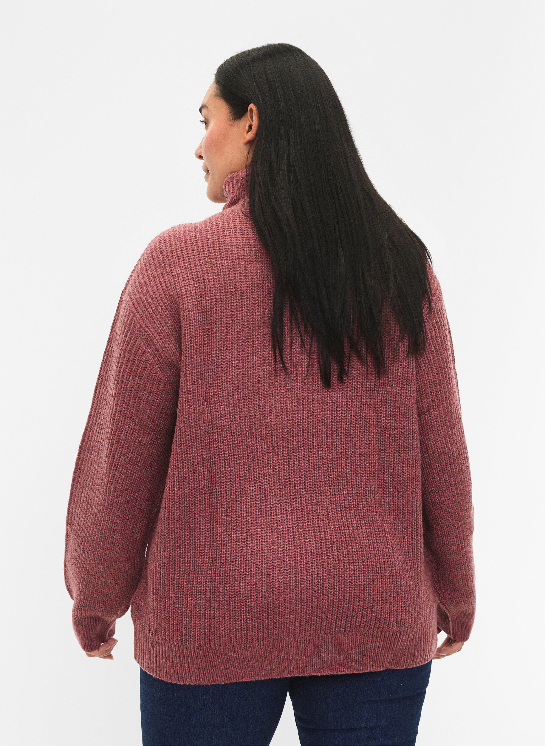 ZizziStriktr&oslash;je med h&oslash;j hals og lynl&aring;s, Lyser&oslash;d, Model image number 2