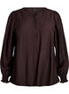 Viskosebluse med smock og rynkedetaljer, Brun, Packshot image number 0