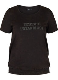 T-shirt med smock i økologisk bomuld, Black
