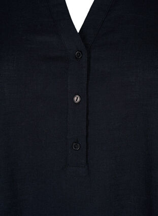 Skjortebluse i bomuld med v-udskæring, Black, Packshot image number 2