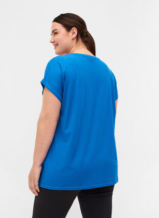 Ensfarvet trænings t-shirt, Daphne Blue, Model image number 1
