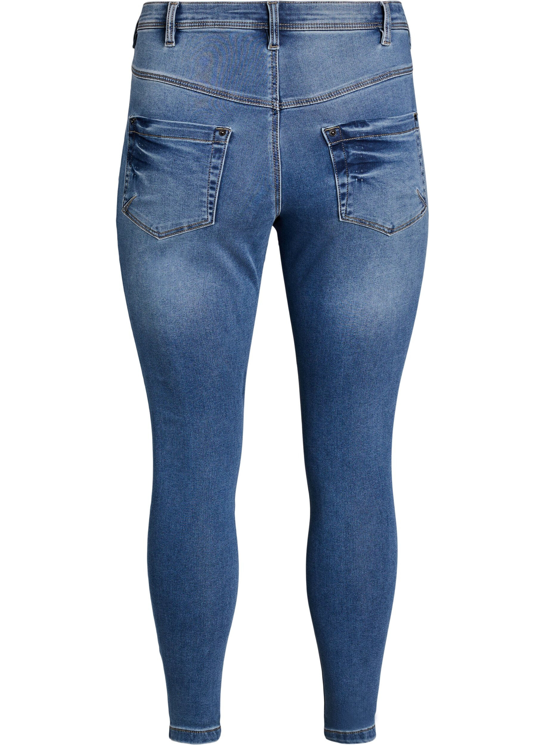 Zizzi Cropped Amy jeans med lynl&aring;sdetalje, Bl&aring;, Packshot image number 1
