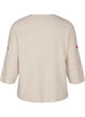 Strikbluse med hjerter og 3/4 ærmer, Beige, Packshot image number 1